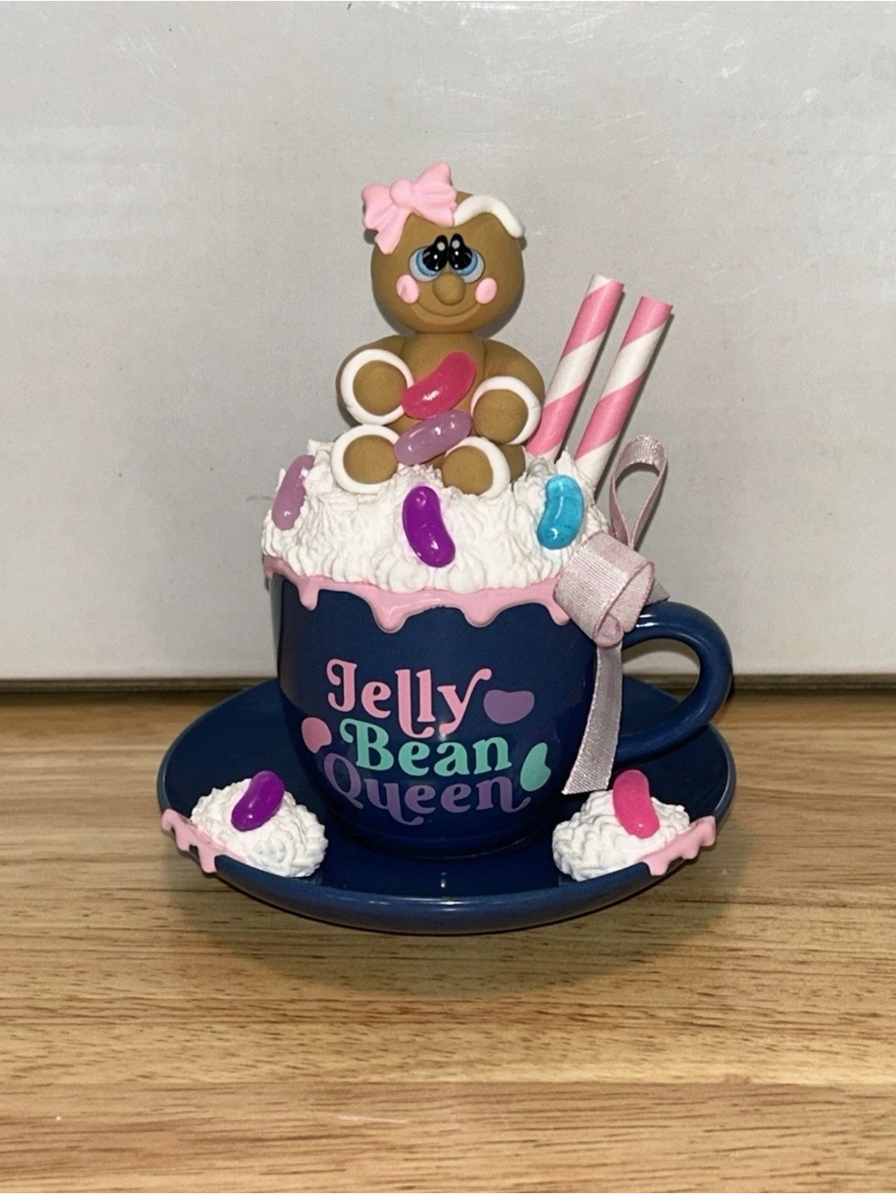 Jelly Bean Queen Fake Gingerbread Whip Cream Mini Decorative Teacup Handmade